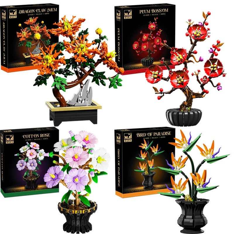 Heavy Equipment Lego - Creative Hibiscus Plum Blossom Bouquet Potted